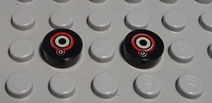 Lego Fliese - Kachel rund 1x1 Schwarz mit Dekor 2 Stück - Bild 1 von 1