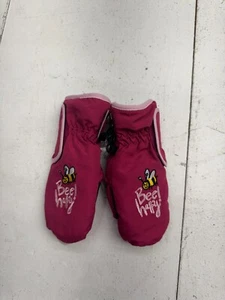 Grand Sierra Pink Microfiber Embroidered Ski Mittens Kids Size 2-4 - Picture 1 of 6