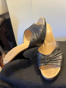 Chanel 39.5 CC Logo Platform Mules Black High Heels Platform Stiletto Slides EUC - Picture 1 of 24