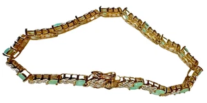 Bracciale Tennis Stazione Smeraldo Verde Argento Sterling 925 Vintage 7" - Foto 1 di 23