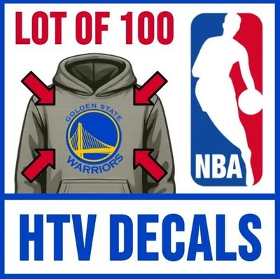 [LOT OF 100] GOLDEN STATE WARRIORS Heat Transfer Vinyl HTV Iron-On 8.5" Decal - Image 1 of 4
