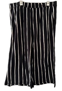 Eileen Fisher Hose Damen Gr. XL schwarz weiß gestreift Capri 100% Bio Baumwolle - Bild 1 von 14