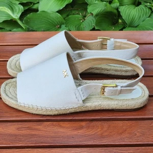Michael Kors Fisher espadrillas 8 M oro lucido tessuto pelle slingback - Foto 1 di 8