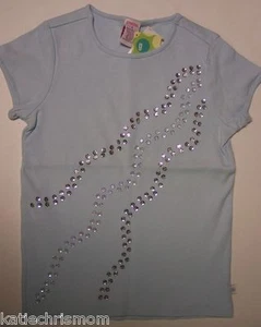NWT choose Girls 7 8 9 Gymboree APRES SKI short sleeve light blue sequin top htf - Picture 1 of 2