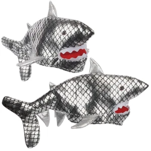 ADULT SILVER SHARK HAT FUNNY JAWS KILLER FISH MARINE ANIMAL COSTUME ATTACK BITE - Picture 1 of 1