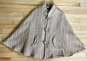 Poncho chal con capa 90 % lana John Branigan Weavers irlandés neutro tweed hebillas - Imagen 1 de 15