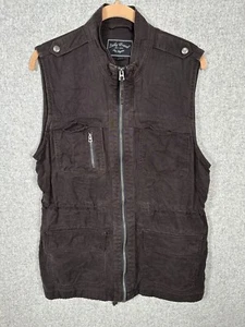 Lucky Brand Womens Jacket Vest Sleeveless Full Zip Top Large Brown Pockets - Picture 1 of 11