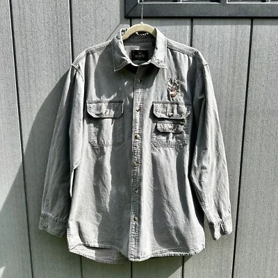 Red Head Man Shirt Size M Grey Cotton Denim Lightweight Long Sleeve - Image 1 of 4