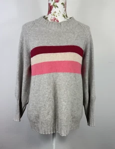 Elms + King women's jumper long sleeved grey color block wool cashmere Size S - Foto 1 di 11