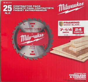 Confezione 25 lame circolari Milwaukee 7 1/4 telaio 24 denti 48-40-1711 NUOVE - Foto 1 di 1
