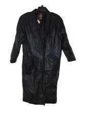 Leather Trench Coat Jacket Large Women Made By G3 Paisly Pattern 