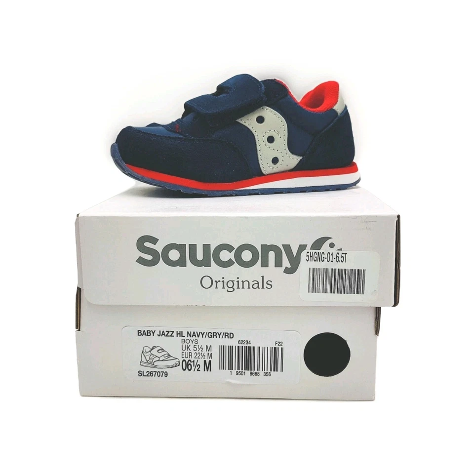 Saucony Jazz Niño Pequeño Niño Talla 6.5 Gancho Lazo Tenis Azul Marino y Rojo Estilo Retro Zapato Foto 1 de 4