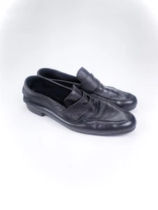 JOHN LOBB Men's Sz US 10 UK9 Black Leather Slip On Loafers Italy - Picture 1 of 12