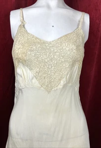 Vintage 30s Ivory Silk Lace slip boudoir dressing - Picture 1 of 6