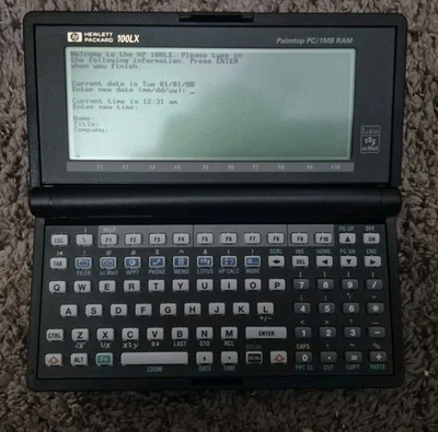 PC de bolsillo portátil HP 100LX 1992 1 MB Ram Palmtop DOS PDA de colección funciona  Foto 1 de 4