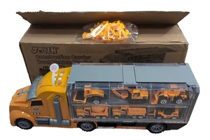 JOYIN Construction Carrier Truck Vehicle Toy 1 Carrier 12 Vehicles 12 Figs, NOB - Picture 1 of 13