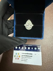 9 TCW Pear Lab Grown Diamond Ring IGI Certified 14 KT White Gold G VS 2 - Picture 1 of 10