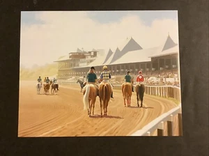 CURSO DE CARRERAS DE SARATOGA 10 x 8 foto de pintura al óleo Carreras de caballos - Imagen 1 de 1