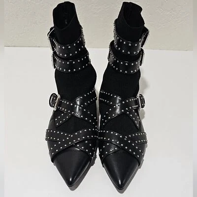 Zara Women Black Flat Buckled Studded Flats Pointed toe Shoes Size 6 - Image 1 of 4