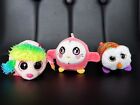 Bundle of 3 - Ty beanie boo mini dog, ty owl and pink penguin soft toys