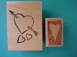 Arrow Pierced Heart and Scratched Heart (2) Rubber Stamps - Picture 1 of 2