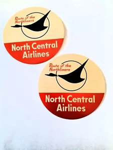 North Central Airlines 2 etichette per bagagli diametro 3 3/4 pollici - Foto 1 di 2
