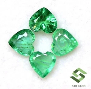 4.50x4.50 mm Natural Emerald Heart Shape Cut 2 Quality Lot Calibrated Loose Gems - Picture 1 of 9