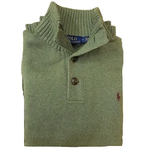 *NUEVO - POLO RALPH LAUREN HOMBRE CLÁSICO 3 BOTONES ALGODÓN SUÉTER - OLIVA: S - XXL - Imagen 1 de 5