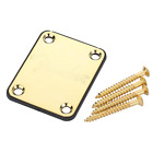 Metal with LOGO Guitar Neck Plate with 4 screws for Electric Guitar Part Gold