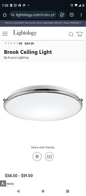 Lámpara de techo Kuzco cromada Brook 15,1" de ancho  Foto 1 de 3