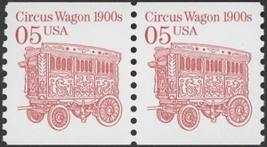 1992 US Scott #2452B Transportation Series: 5c Circus Wagon, Coil Pair MNH - Picture 1 of 1