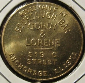 Token comercial vintage Sourdough Bar Anchorage, AK 25c - Alaska - Imagen 1 de 2