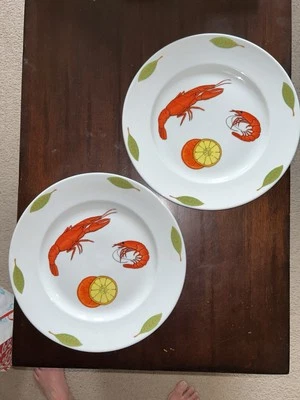 (2) Platos BIA Cordon Bleu EL MAR 12” Platos Mariscos Camarones Langosta Foto 1 de 3
