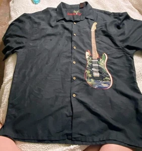 Bamboo Cay Men's Rock Alone, Tropical Style Guitar Embroidered Camp Shirt sz 2XL - Picture 1 of 11