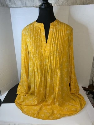 Old Navy Women’s  Yellow Floral Print Tunic Dress Size Small Pleated Festival - Image 1 of 4