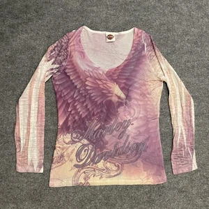 Harley-Davidson Thin Eagle Graphic AOP Shirt Womens Medium Barnett El Paso Texas - Picture 1 of 10