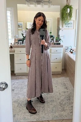 Vestido maxi feminino Doen xadrez xadrez Gingham Marielle Delphine algodão tamanho M - Imagem 1 de 4