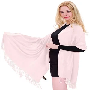 Baby Pink Solid Color Design Shawl Scarf Wrap Stole Pashmina CJ Apparel **NEW** - Picture 1 of 12