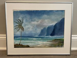 Joseph Dowson Hawaiian Watercolor Painting of Kauai Coastline Signed Original