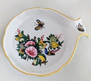 Williams Sonoma Famille Rose Porcelain Spoon Rest Holder Butterfly Floral - Picture 1 of 7