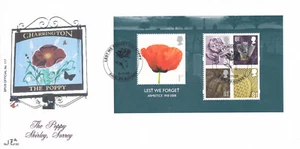 (140767) Lest We Forget MS GB Bevan Pub FDC The Poppy Shirley Surrey 2008 17a/60 - Picture 1 of 1