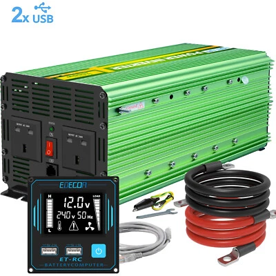 EDECOA 3000W Peak 6000W Power Inverter 12V DC to AC 240V Car Converter LCD UK V3 - Image 1 of 4