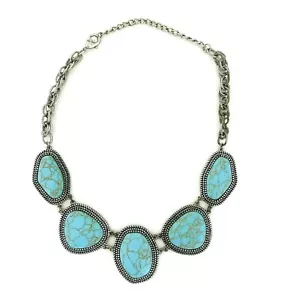 Premier Designs Turquoise Cabochon Pendant Statement Necklace Boho Southwest - Picture 1 of 5