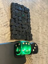 60 black cherry bakelite carved cube & jumbo green translucent dice 010524bB@