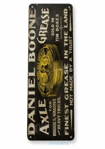 DANIEL BOONE AXLE GREASE 11 X 4 TIN SIGN AUTO AUTOMOBILE MECHANIC ADVERTISEMENT - Picture 1 of 1