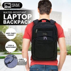 Large 15.6” Water-Resistant Travel Laptop Backpack