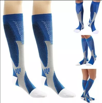 Sports Compression Socks Anti Fatigue Unisex Travel Smooth Calf Stockings UK - Image 1 of 4
