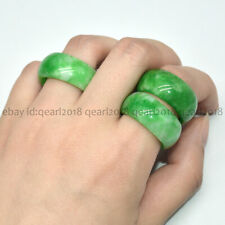 Naturalny zielony Jadeit Jadeit 19-20mm Kamień szlachetny Okrągły pierścionek Mężczyźni Kobiety Prezent Biżuteria