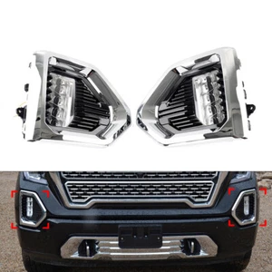 Daytime Running Light Bezels Fog Lamp Turn Signal For GMC Sierra 1500 2019-2021 - Picture 1 of 17