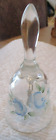 Hand Painted Blue Roses Signed Crystal Glass Bell - 4 1/2"